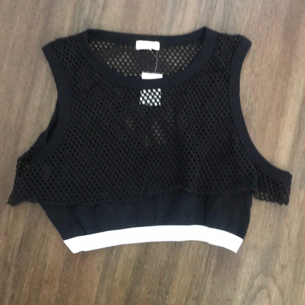 Silence + Noise - Black Net Half Shirt - Size XL